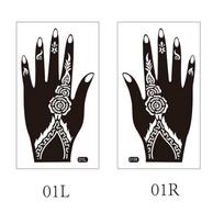 Private Label Customized Temporary Tattoo Stickers Hand-Painted Henna Design Washable Stencil Processed Water Transfer Body Art