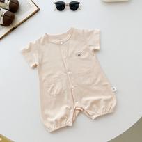Newborn Cartoon Short-Sleeve Baby Onesie with Snap Crotch for Summer 66 cm smėlis