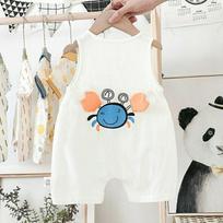 Newborn Cartoon Print Sleeveless Baby Onesie - Unisex Summer Bodysuit 73 cm balta