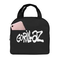 Gorillaz Text Print Insulated Lunch Bag for School Waterproof Cooler Thermal Lunch Box Women Children Food Container Tote Bags juoda