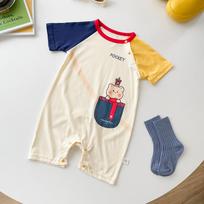 Korean Style Baby & Toddler Cartoon Onesie - Breathable Summer Outfit for Boys & Girls 80 cm smėlis