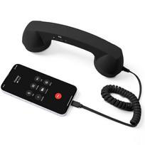 Radiation-Proof USB-C Retro Telephone Handset for iPhone & Android Cellphones, Plug & Play Comfortable Call Receiver raudona