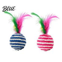 Sisal Cat Toy Ball, with Feathers, Wear-Resistant Catnip Balls Sound Exercise Toy, Boredom Relief Pet Play for Indoor Cats Interactive Natural Ball