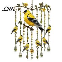 Water Drop Crystal Pendant Graceful Bird Wind Chimes, Chimes for Outside, Metal Faceted Beads Hanging Suncatchers with Pendants Garden Yard geltona