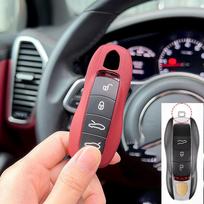 ABS Bordo Raudonos Spalvos Automobilio Nuotolinio Valdymo Išmaniojo Rakto Dangtelis Priedai Porsche Panamera Macan 718 Taycan 911 Cayman Boxster 9ya 971