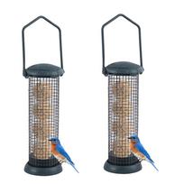 2Pcs Large Mesh Hanging Bird Feeder Metal Material Fat Ball Feeder Wild Bird Feeder  Garden Use tamsiai žalia spalva