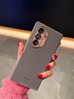case for Samsung Z FOLD 7 6 5 Axle hinge protection Vegan leather anti-drop case magnetic attraction full coverage Tough shell Galaxy Z Fold7 pilka