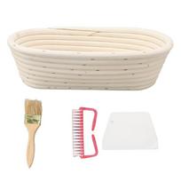 4 vnt. Ovalo formos raugo tešlos kildinimo krepšelis Raugintos tešlos kildinimo krepšelių rinkinys Tešlos kildinimas 4 piece set white