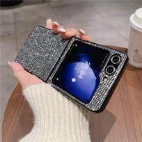 Prabangus PU odos Samsung Galaxy Z Flip 5 4 3 Flip5 Flip4 Flip3 5G PC kietas dėklas Smūgiams atsparus Apsauginis dangtelis Galaxy Z Flip3 juoda