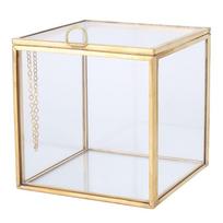 Gold Edge Geometric Glass Plant Planter Succulent Plants Container Home Landscape Decoration