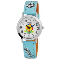 Montre enfant - QBOS - Felix - Bracelet simili cuir bleu - Boîtier métal 28 mm - Mouvement quartz mėlyna