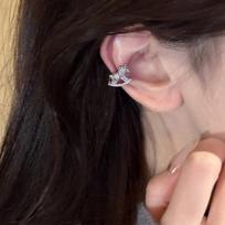 Women's Zirconia Flower Ear Cuff for Right Ear - Clip Earring No Needed, Elegant Everyday Jewelry One Size