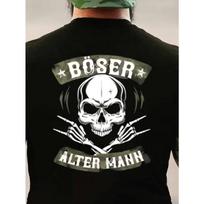 Black T Shirt with Skull And Crossed Bones Print Boser Alter Mann Text for Casual Wear S juoda