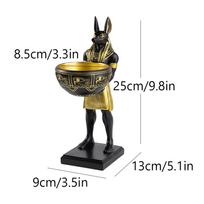 25cm Anubio dievo statulėlė su dubeniu Egipto skulptūra Stalo dekoracija Įėjimo dekoracija Raktų ir saldainių laikiklis Dervos ornamentas Namų interjero dekoras
