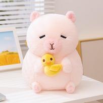 Kawaii Cartoon Capybara Hug Orange Duck Gold Coins Plush Doll Pillow Creative Capybara Plush Toy Home Decor 30cm rožinė