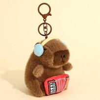 Cute Music band Capybara Plush Keychain Toy Cartoon Capybara Soft Guinea Pig Fluffty Animal Doll for Backpack Birthday Valentine 12cm