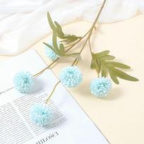 5 Heads Artificial Flower Bouquet Dandelion Flower Ball Fake Flowers Vase Arrangement Home Garden Wedding Decor DIY Craft Wreath šviesiai mėlyna spalva
