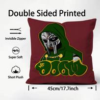 Mf D-Doom Madlibb Singer Cushion Cover Plush Fabric Soft Double-Sided Printed Sofa Warm Winter Home Child Gift Pillow Case Peach skin 18*18(CM)-1Pcs