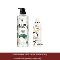 Lux Freesia Tea Tree Oil Body Wash & Brightening Shampoo Set