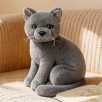 Sitting Tilted Head Cat Plush 12 Styles Calico Tabby Orange Gray White Black Soft Stuffed Feline Adorable Room Stylish 26cm pilka spalva