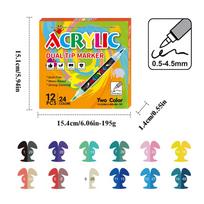 Premium Acrylic Marker Dual Tip Dual Colors Paint Marker Pen Brush Soft Tip Waterproof Quick Writing Marker Art Pen