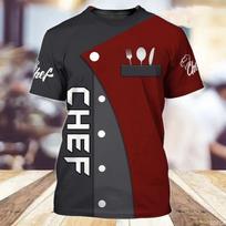 Chef Uniform Pattern T Shirt for Men Chef's Knife 3D Printed Tees Summer Harajuku Short Sleeve Loose Street Tops Sport T-shirts S