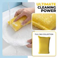 Kitchen Cleaning Scrub Sponge Block with Mesh Pad for Dishes and Countertops S geltona