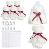 5/10Pcs Baby Shower Keychains with Organza Bags Thank You Tages Towels for Gender Reveals Reward Plush Bear Keychains