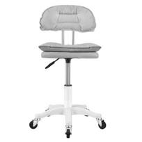 360 Degree Swivel Rolling Chair Office Desk with Wheels, Armless Faux Leather Vanity Drafting Back, Height Adjustable Computer Task for Home šviesiai pilka spalva