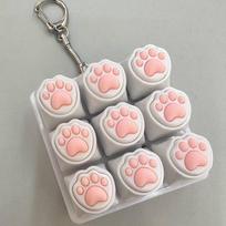 9key Silicone Cat Paw Keypad Decompression Toy Mechanical Keyboard Switch Tester Decompression Key Keychain Gift for Girls
