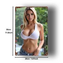 Vintage Metal Wall Art Sign Sexy Girl Tin Poster x Inch Home Gym Decor 20x30cm（7.8x11.8inch）
