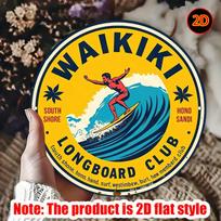 Vintage Waikiki Longboard Metal Wall Art cm Surfing Sign Iron Beach Decor 20x20cm(8x8inch)