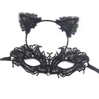 Black Lace Headband Mask For Halloween Costume Party With Handcrafted Design For Women Fire Phoenix
