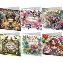 6PCS DIY Diamond Painting Greeting Card Set Rhinestone Diamond Art Mosaic Postcards Thank You Cards and Holiday Blessings