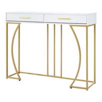Long Table Console with 2 Drawers Light Luxury Modern Metal Golden Frame Living Sofa Room Farmhouse Hallway Behind Narrow Entryway balta