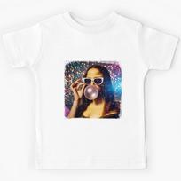 Funny Mona Lisa Bubble Gum Retro Disco Kids T-Shirt 150