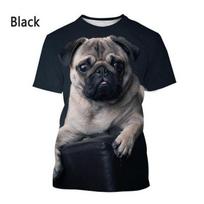 Nova Moda Mopso šuo 3D Camiseta Impressa Homem Mulher Casual De Verão De Manga Curta Cão Top 4XL