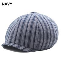 Stripe Newsboy kepuraitė Peaky casual aštuonkampė kepurė Vintažinė minkšta beretė kepuraitė Visor Plokščia skrybėlė Britų dailininkų kepurė Four Seasons tamsiai mėlyna spalva