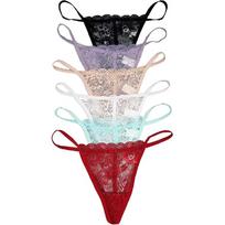 Vision Underwear 6 Pack Sexy Floral Lace G-String Thong Panties L266 Small