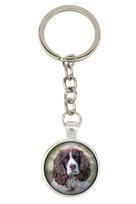 Anglų springerspanielis - raktų pakabukas su jūsų nuotrauka, rakto puošmena, krepšio pakabukas iš Art-Dog prekės ženklo sidabras