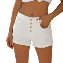 Women's Summer Denim Shorts Ripped Distressed Rolled Hem Jean Shorts with Pockets Casual M balta