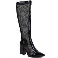 Designer Knee High Boots Women 2024 Spring Summer Shoes White Block Heel High Boots For Women Zipper Point Toe Mesh Breathable 34 juoda