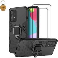 MMlife For Samsung Galaxy A52 5G / Galaxy A52s 5G Case and Tempered Glass [2 Pack] Dual Layer Anti-Scratch Hard Slim Case, Black