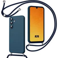 Protective Case - BOOLING - for Samsung Galaxy A26 5G - Navy Blue Silicone - Shockproof - With Lanyard mėlyna