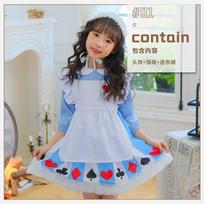 Children's Day Blue Alice Dreamwalking Maid Dress Wonderland Princess Dress Pastoral Performance Dress 100cm