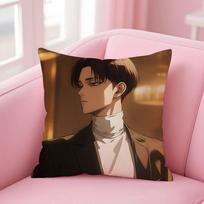 1 vnt. Levi Ackerman Attack On Titan Pagalvės užvalkalas Apsaugotas nuo dulkių erkučių Pagalvės užvalkalas Nematomas užtrauktukas švelnus trumpas pliušas Sofos pagalvės užvalkalas 12x12Inch