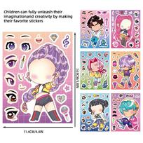 new 8/16/24Sheets Kpop Demon Hunters Make a Face Puzzle Stickers Funny Anime Toys Jigsaw Assemble Decals Kids DIY Game Gifts