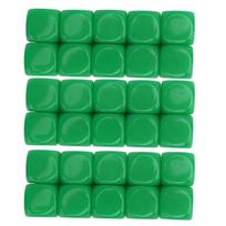 30PCS 16MM Blank Dice Set Plastic Rounded 6 Sided Dice Cubes For Game Party Fun DIY Sticker Math Teaching žalia