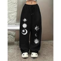 American Retro Printed Loose Straight Leg Pants Casual Hip-hop Street Wear Men's Bottoms Unique Printed Party S