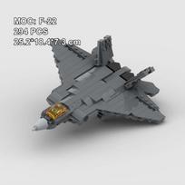 MOC Building Blocks 294 Pieces F-22 Raptor Fighter Jet Lockheed Martin Aircraft Children's Assembly Model Toy Gift gray